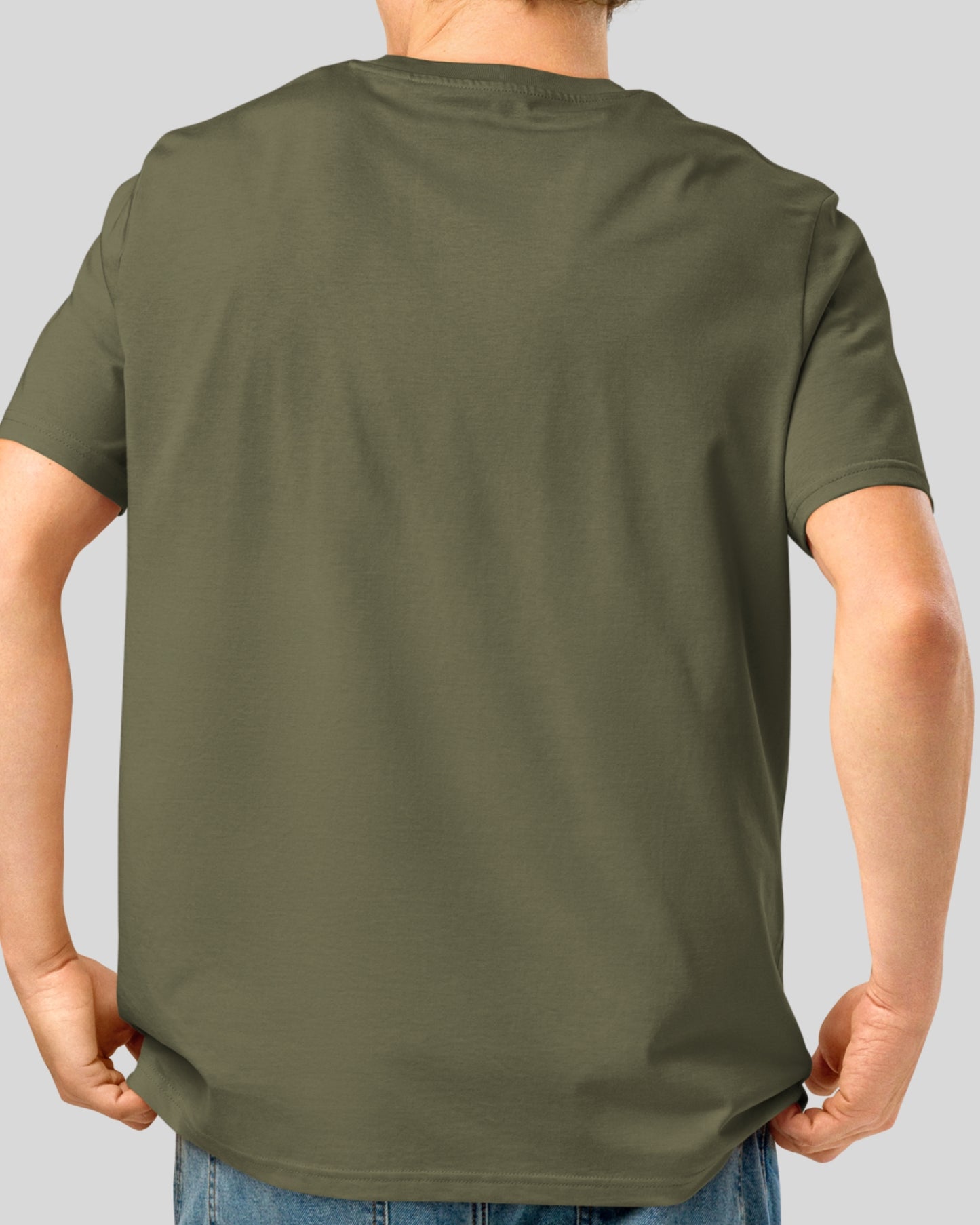 T-SHIRT KHAKI EN COTON BIO FILÉ À L'ANNEAU