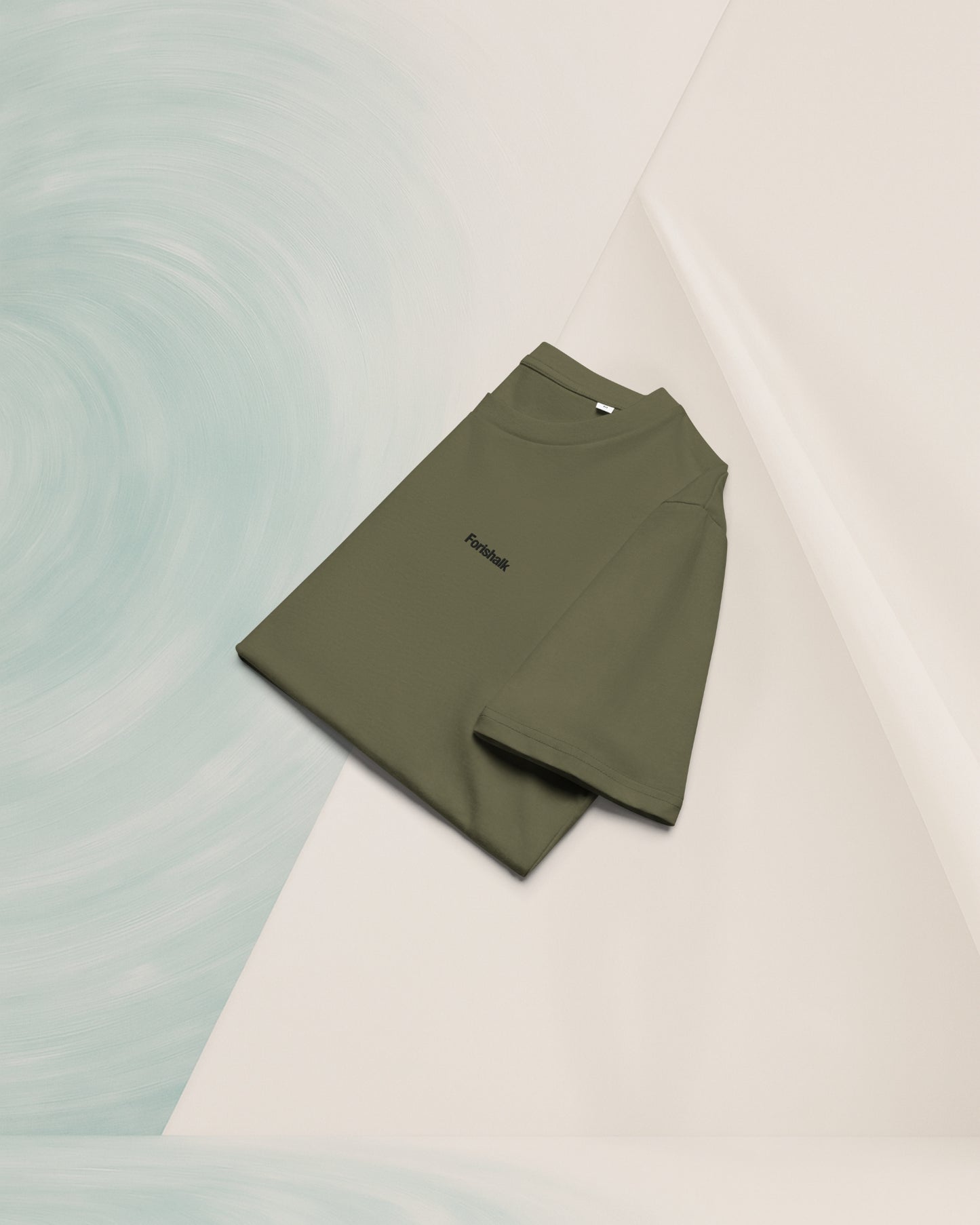 T-SHIRT KHAKI EN COTON BIO FILÉ À L'ANNEAU