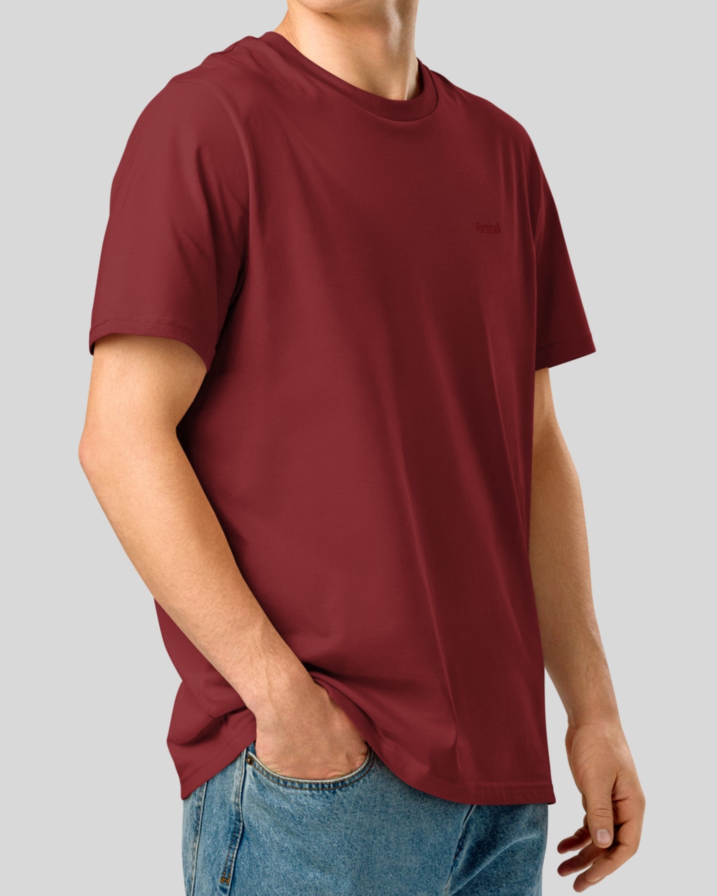T-SHIRT BURGUNDY EN COTON BIO FILÉ À L'ANNEAU