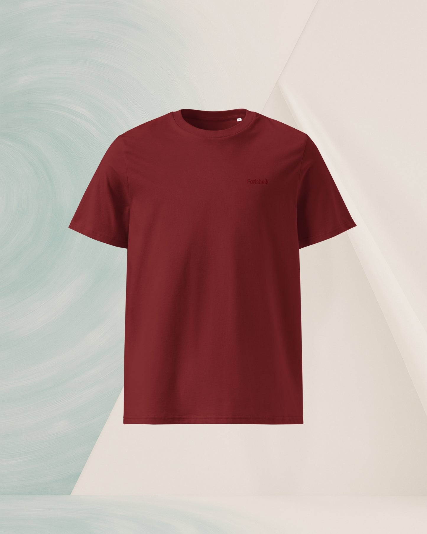 T-SHIRT BURGUNDY EN COTON BIO FILÉ À L'ANNEAU