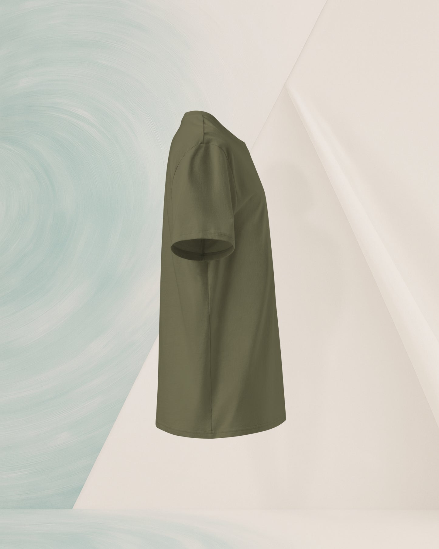 T-SHIRT KHAKI EN COTON BIO FILÉ À L'ANNEAU