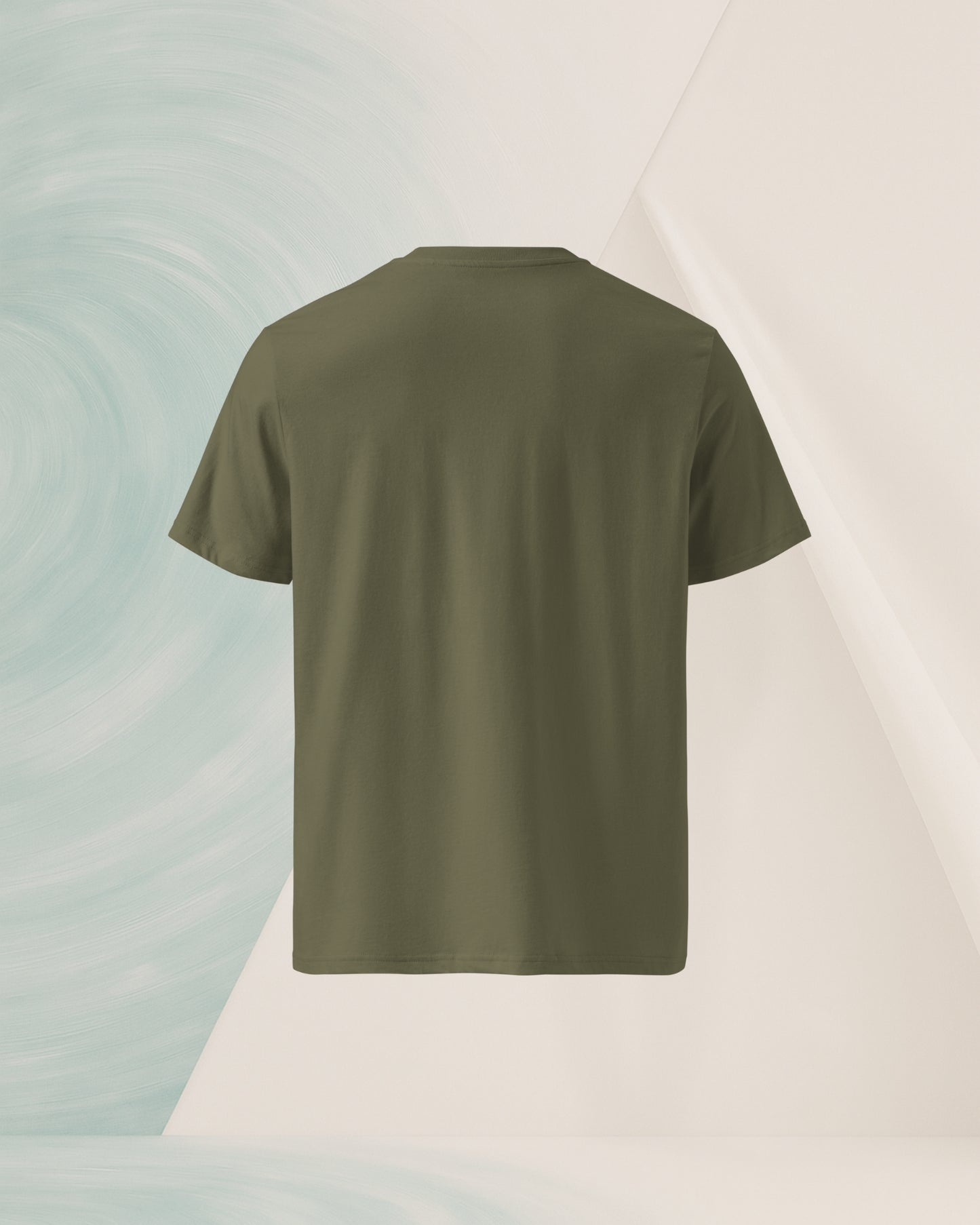 T-SHIRT KHAKI EN COTON BIO FILÉ À L'ANNEAU