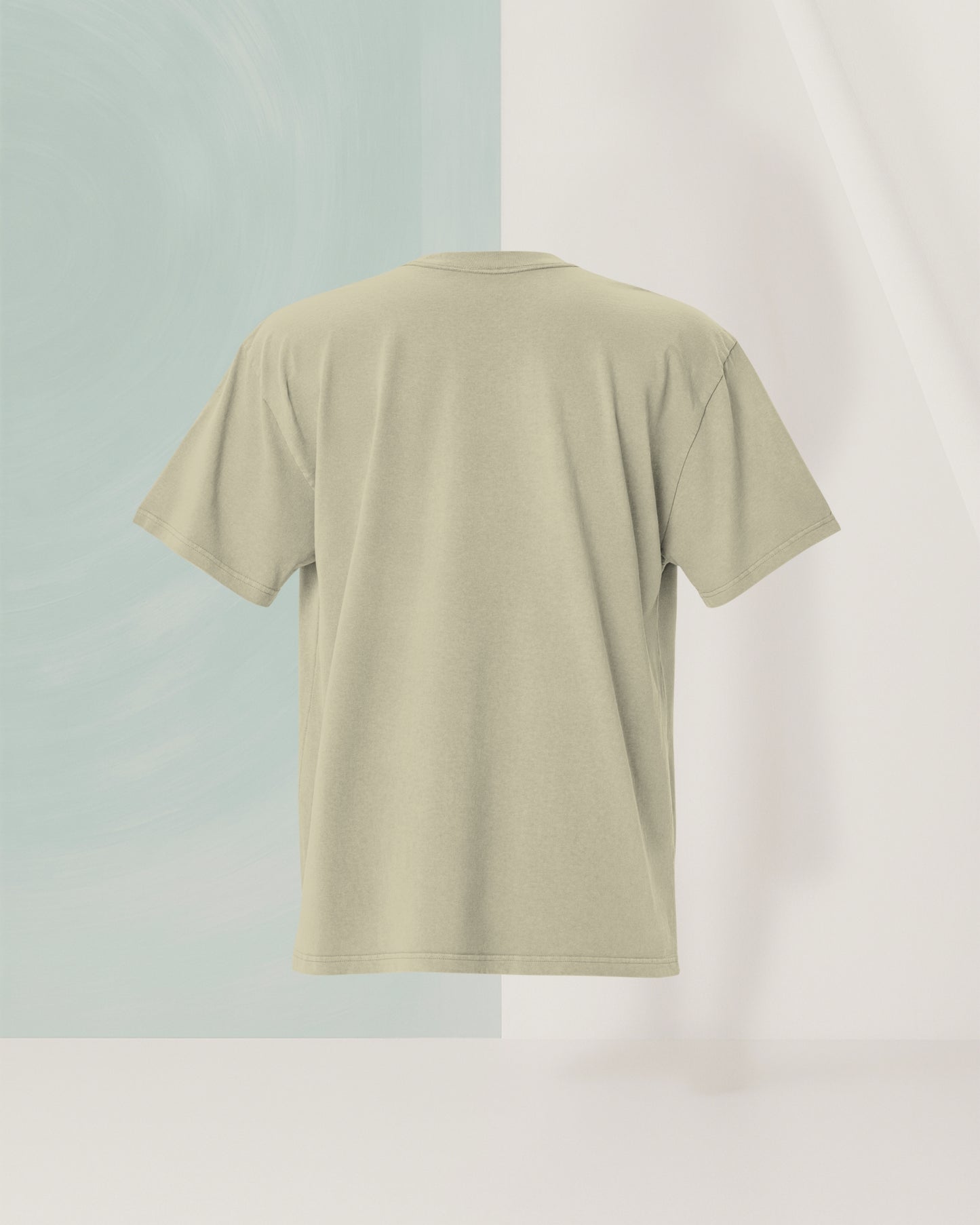 T-SHIRT VERT SIGNÉ EN COTON CARDÉ