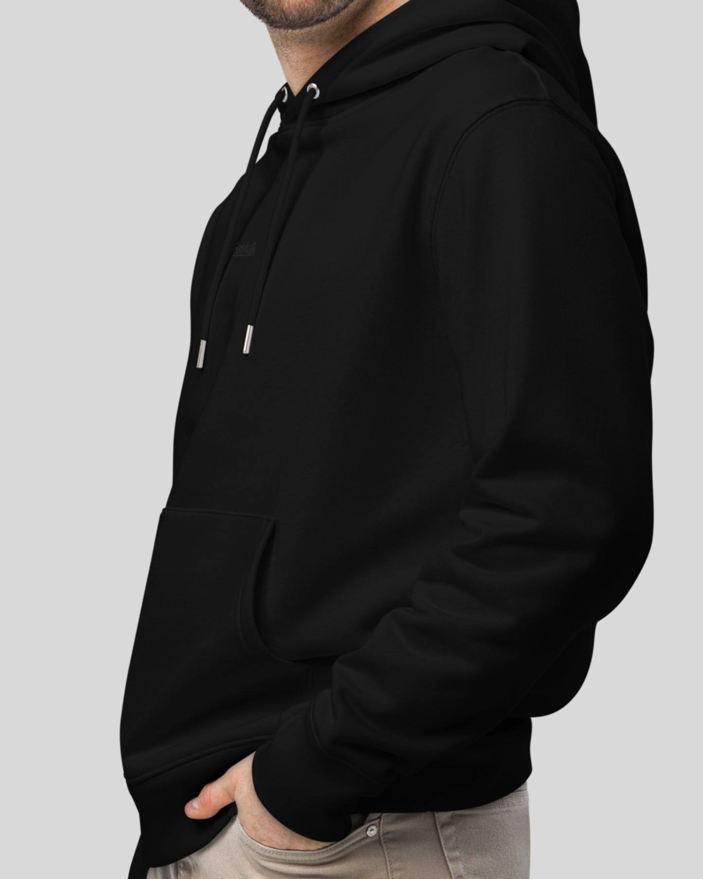 HOODIE NOIR SIGNÉ EN COTON BIO