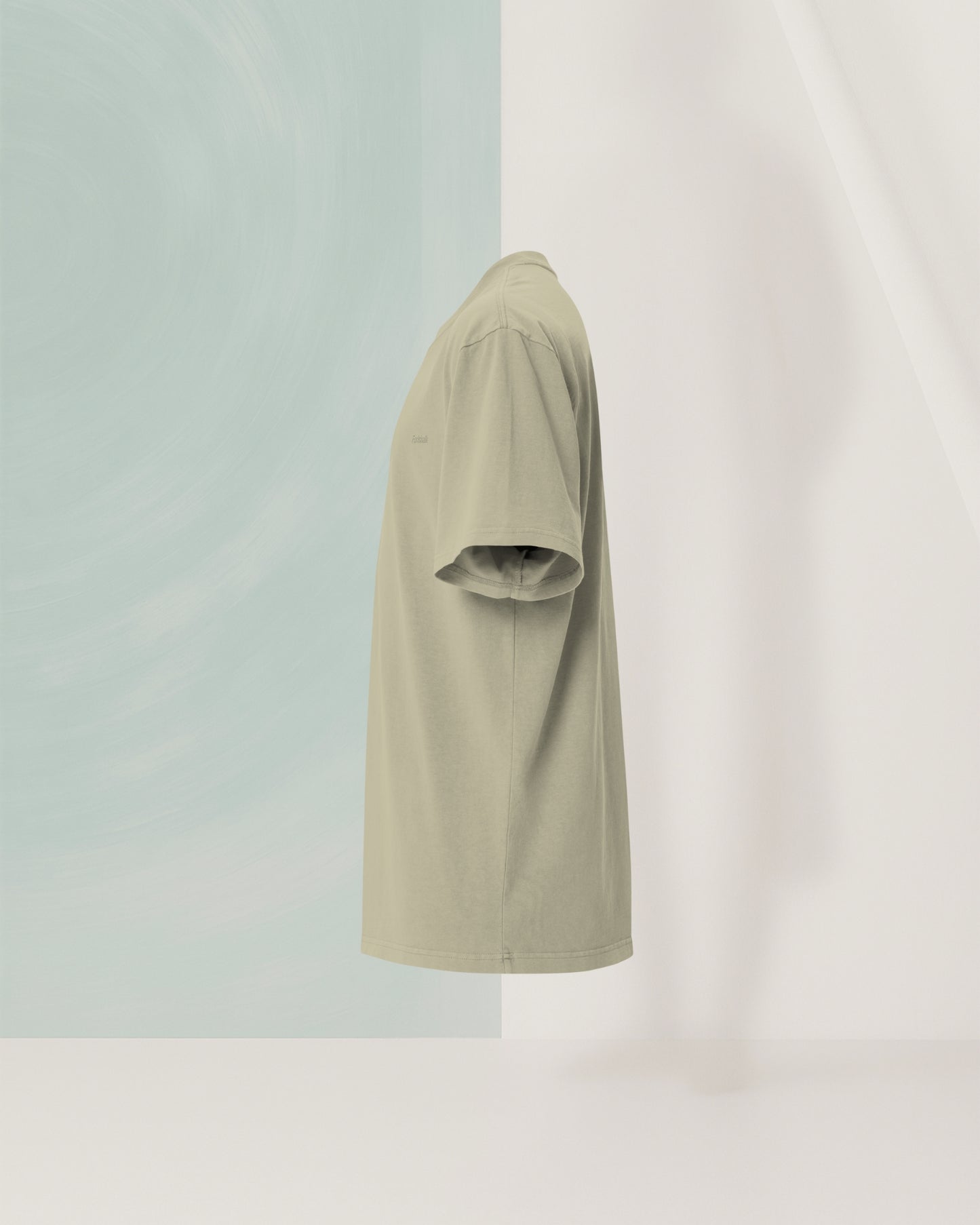 T-SHIRT VERT SIGNÉ EN COTON CARDÉ