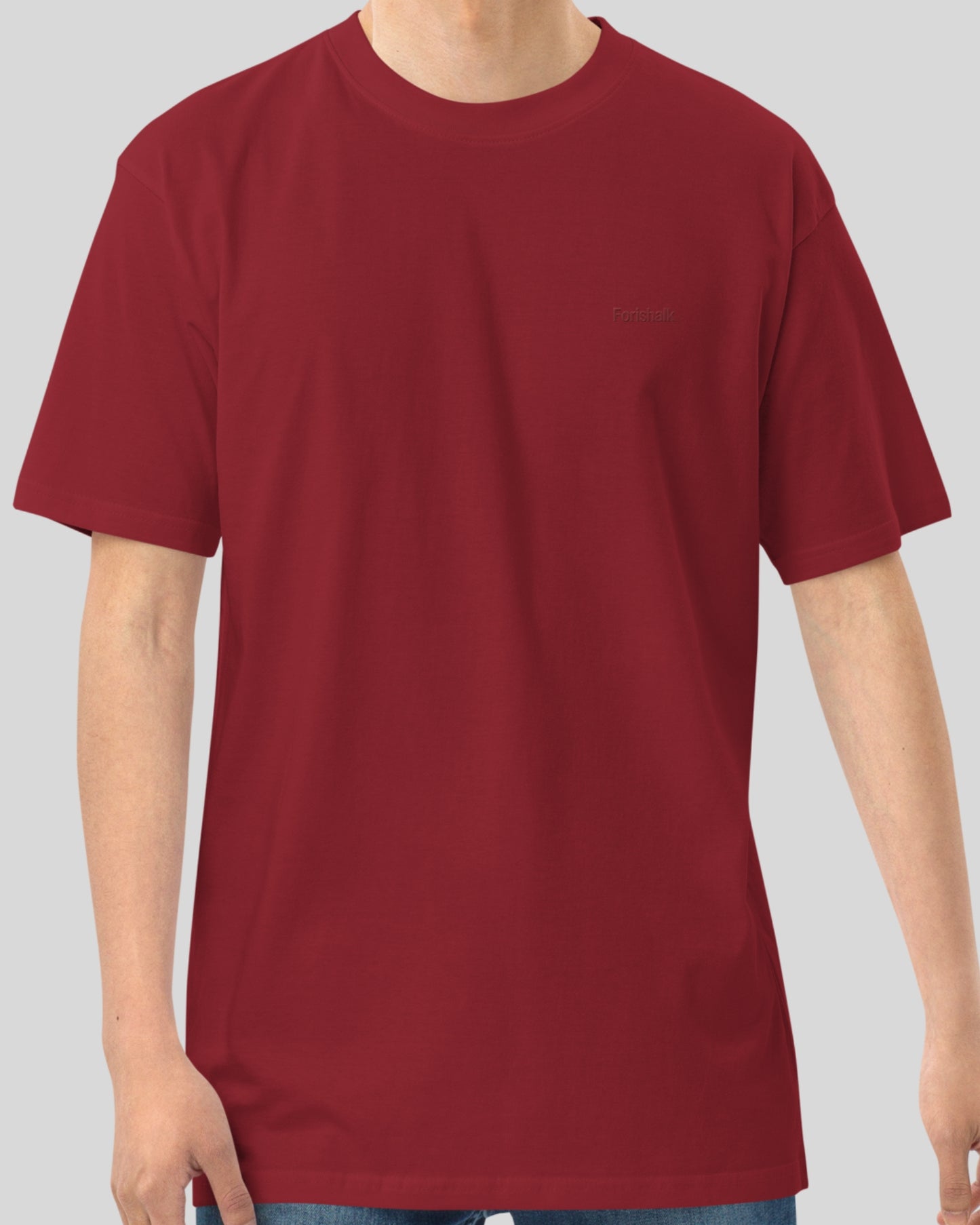 T-SHIRT ROUGE BRIQUE LOURD EN COTON PEIGNÉ