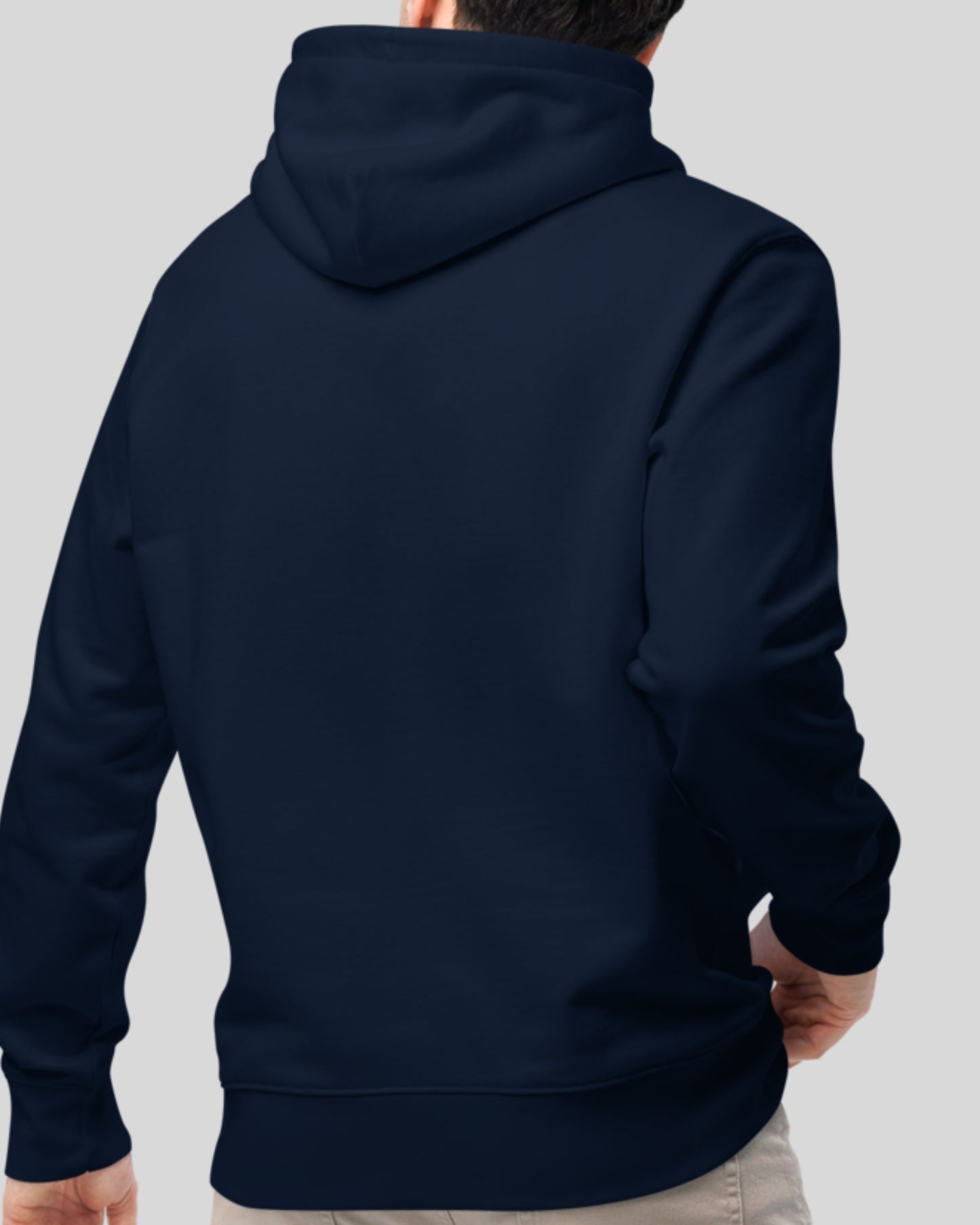 HOODIE BLEU MARINE SIGNÉ EN COTON BIO
