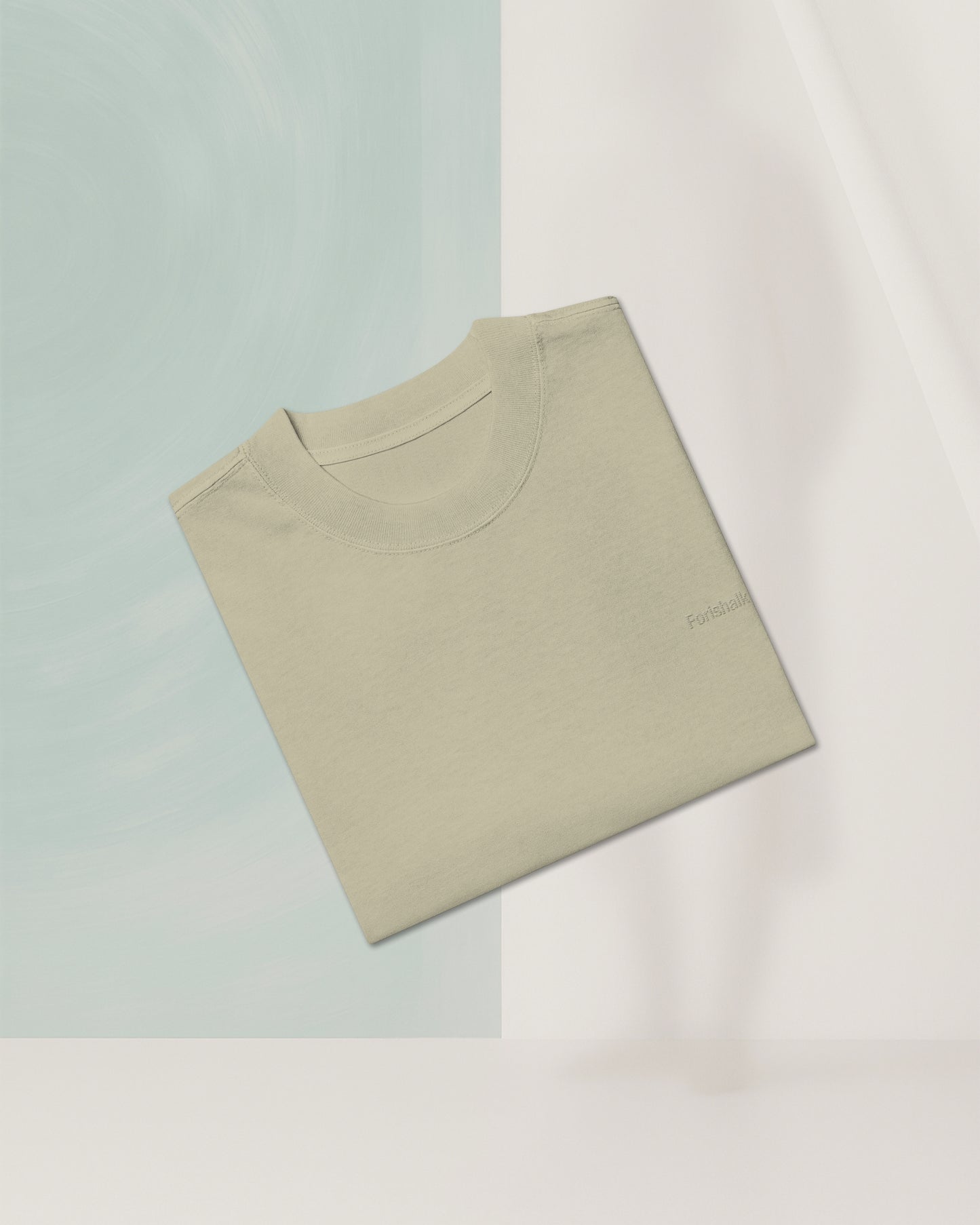 T-SHIRT VERT SIGNÉ EN COTON CARDÉ