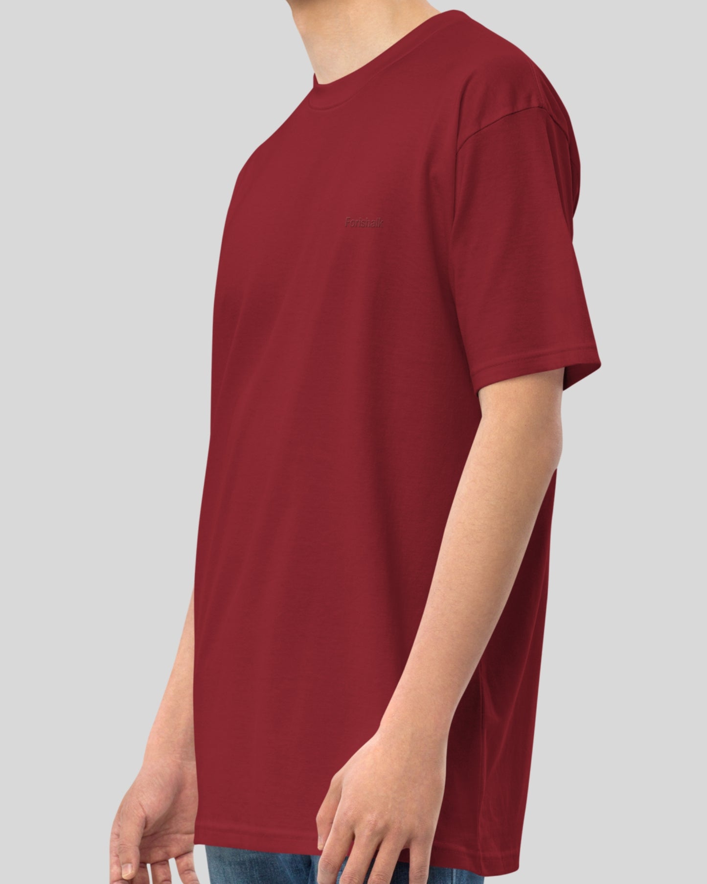 T-SHIRT ROUGE BRIQUE LOURD EN COTON PEIGNÉ