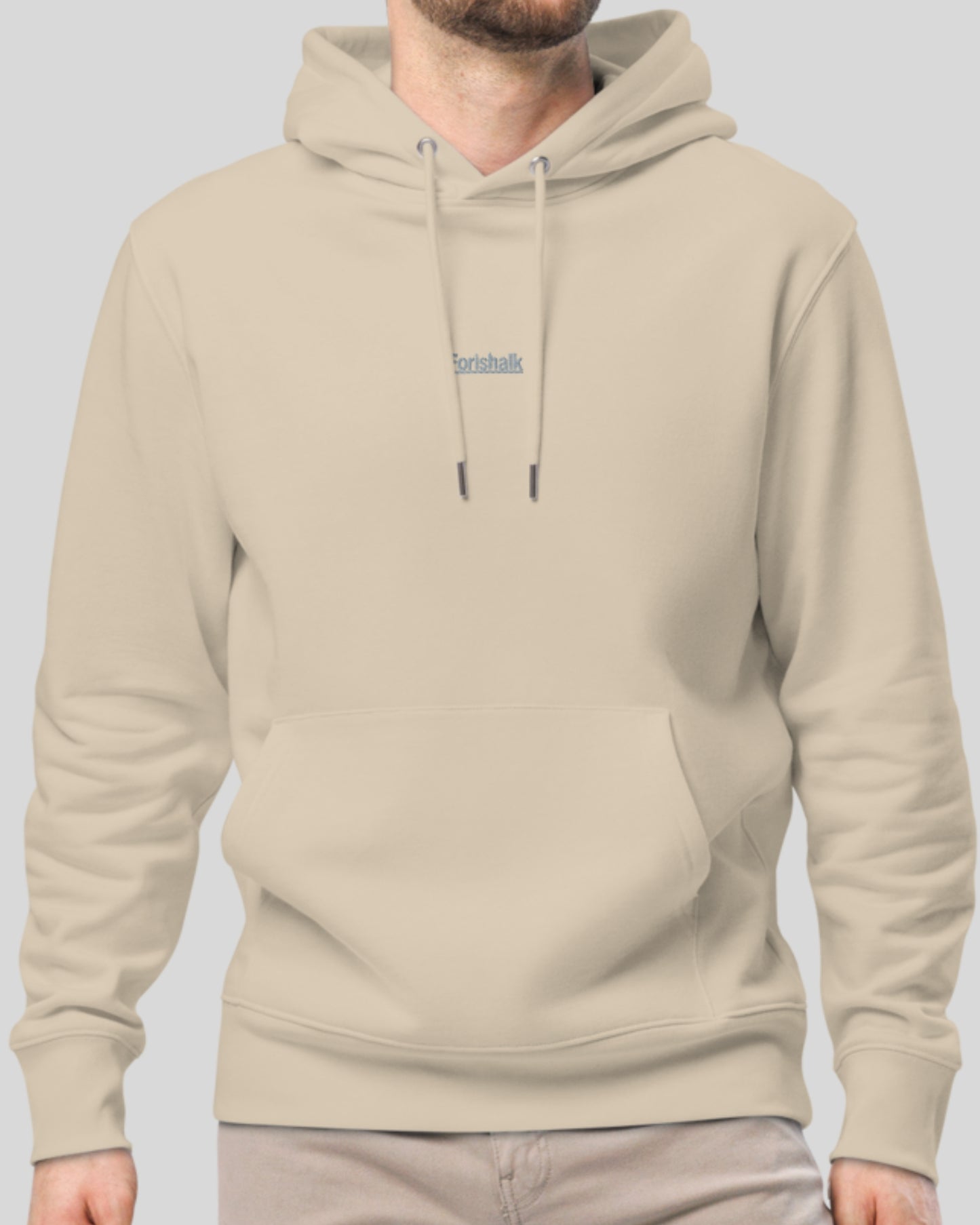 HOODIE BEIGE SIGNÉ EN COTON BIO