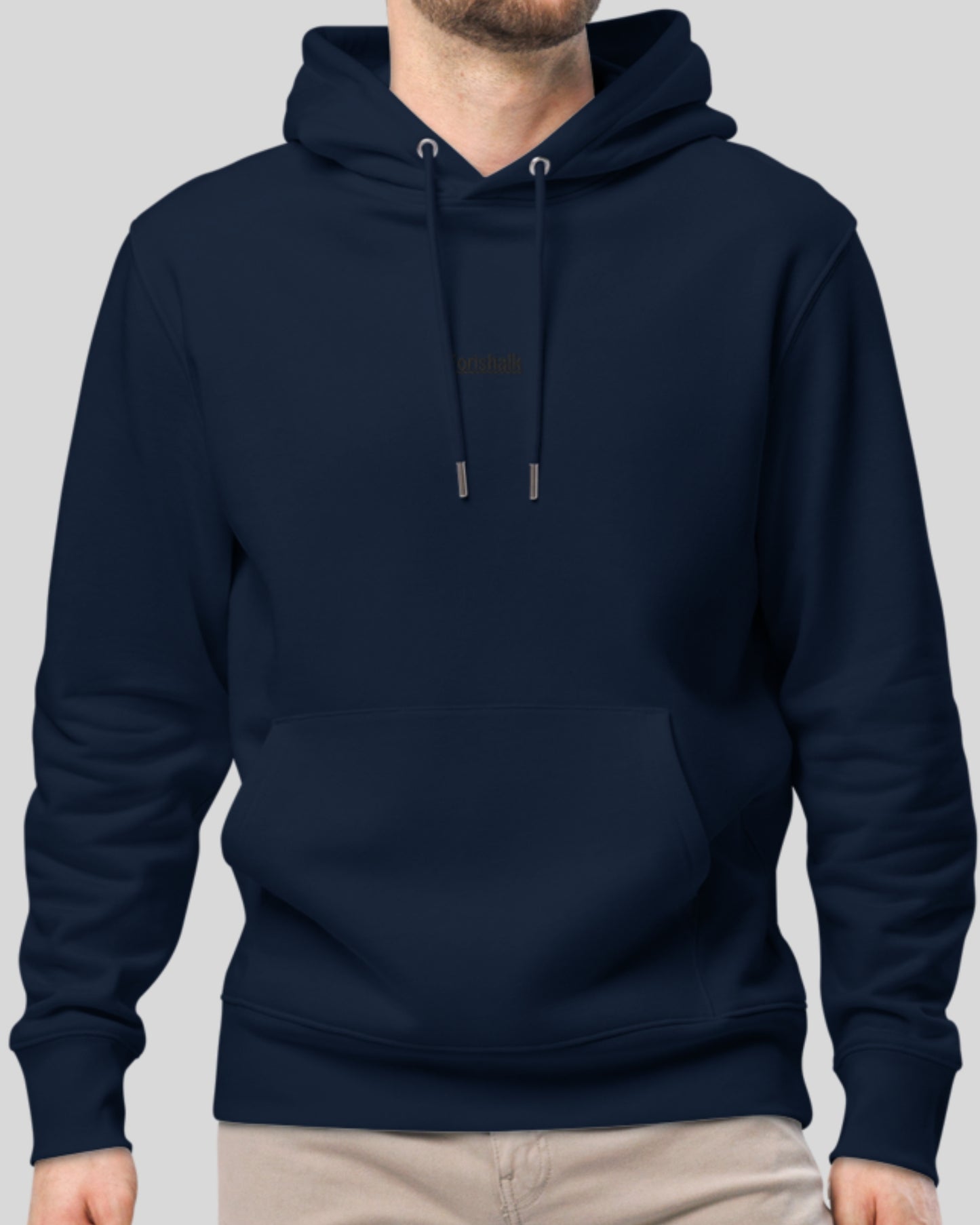 HOODIE BLEU MARINE SIGNÉ EN COTON BIO