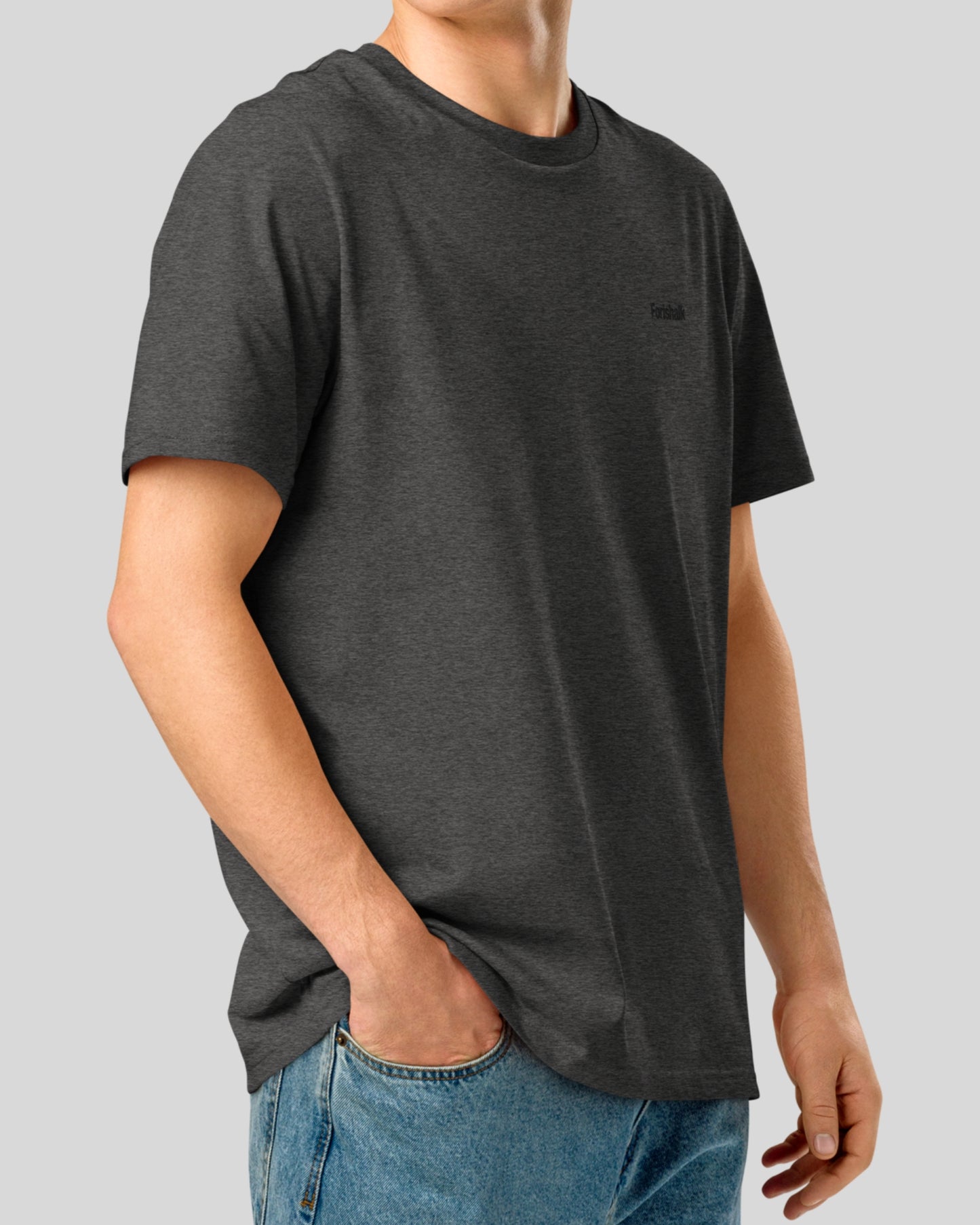DARK GREY ORGANIC RING-SPUN COTTON T-SHIRT