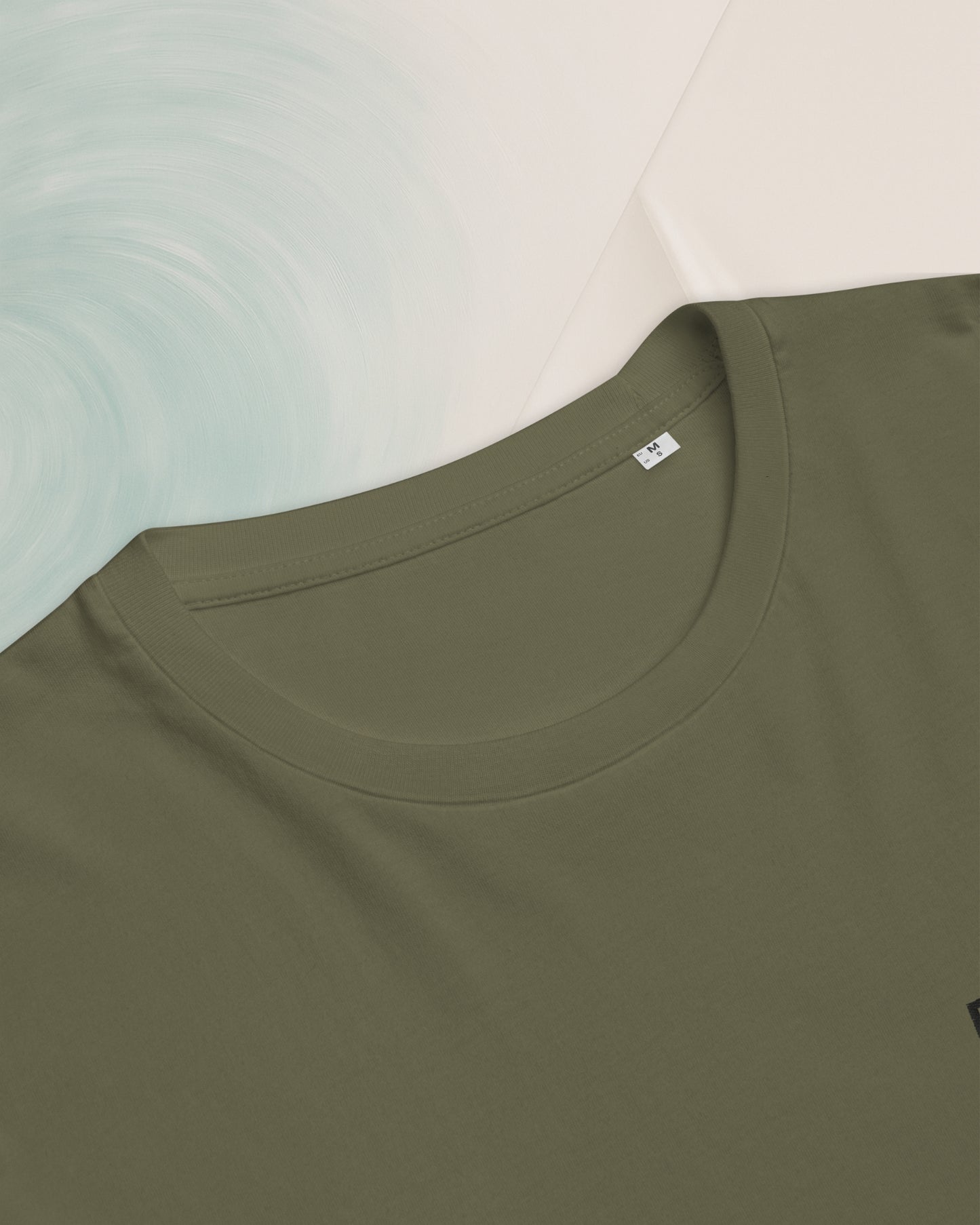 T-SHIRT KHAKI EN COTON BIO FILÉ À L'ANNEAU