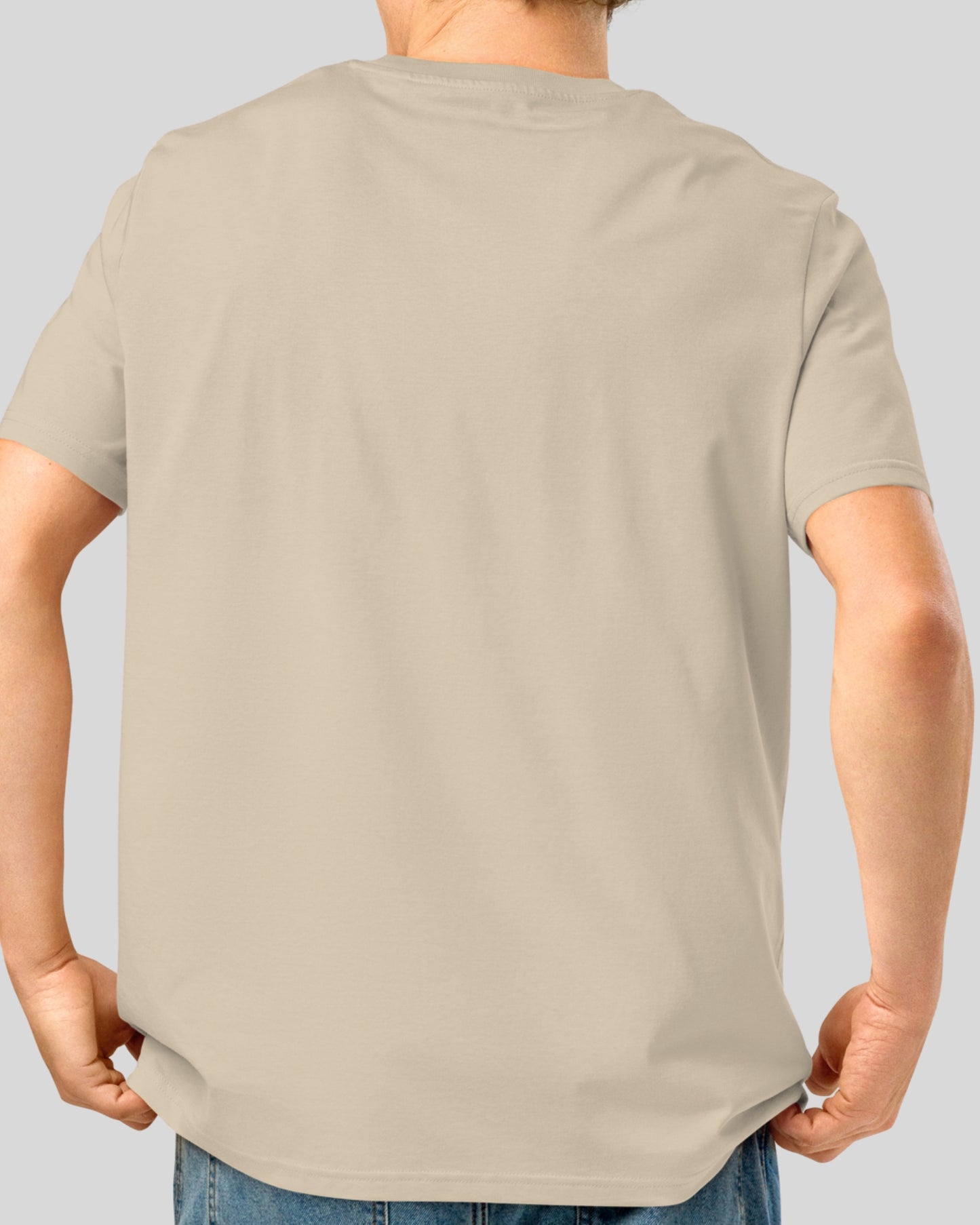 T-SHIRT BEIGE SABLÉ EN COTON BIO FILÉ À L'ANNEAU
