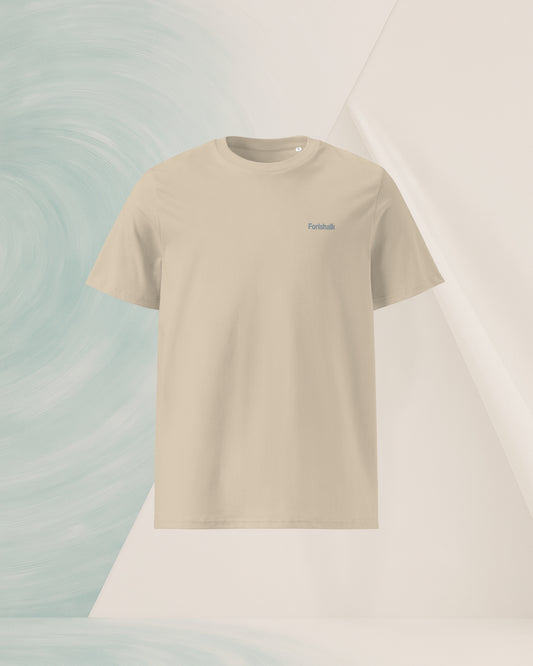 T-SHIRT BEIGE SABLÉ EN COTON BIO FILÉ À L'ANNEAU
