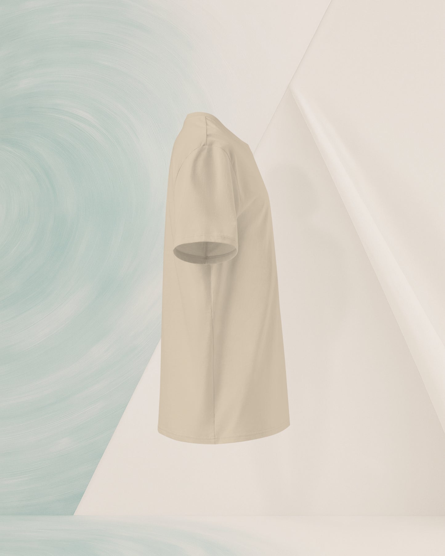 T-SHIRT BEIGE SABLÉ EN COTON BIO FILÉ À L'ANNEAU