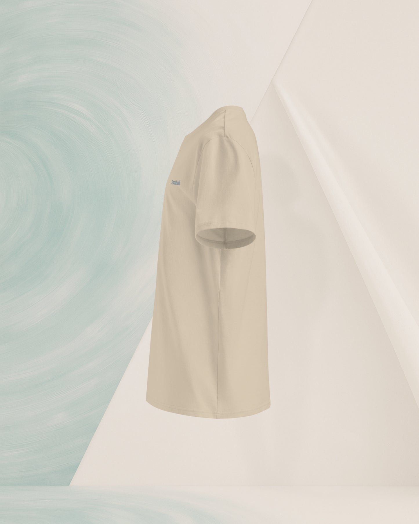 T-SHIRT BEIGE SABLÉ EN COTON BIO FILÉ À L'ANNEAU