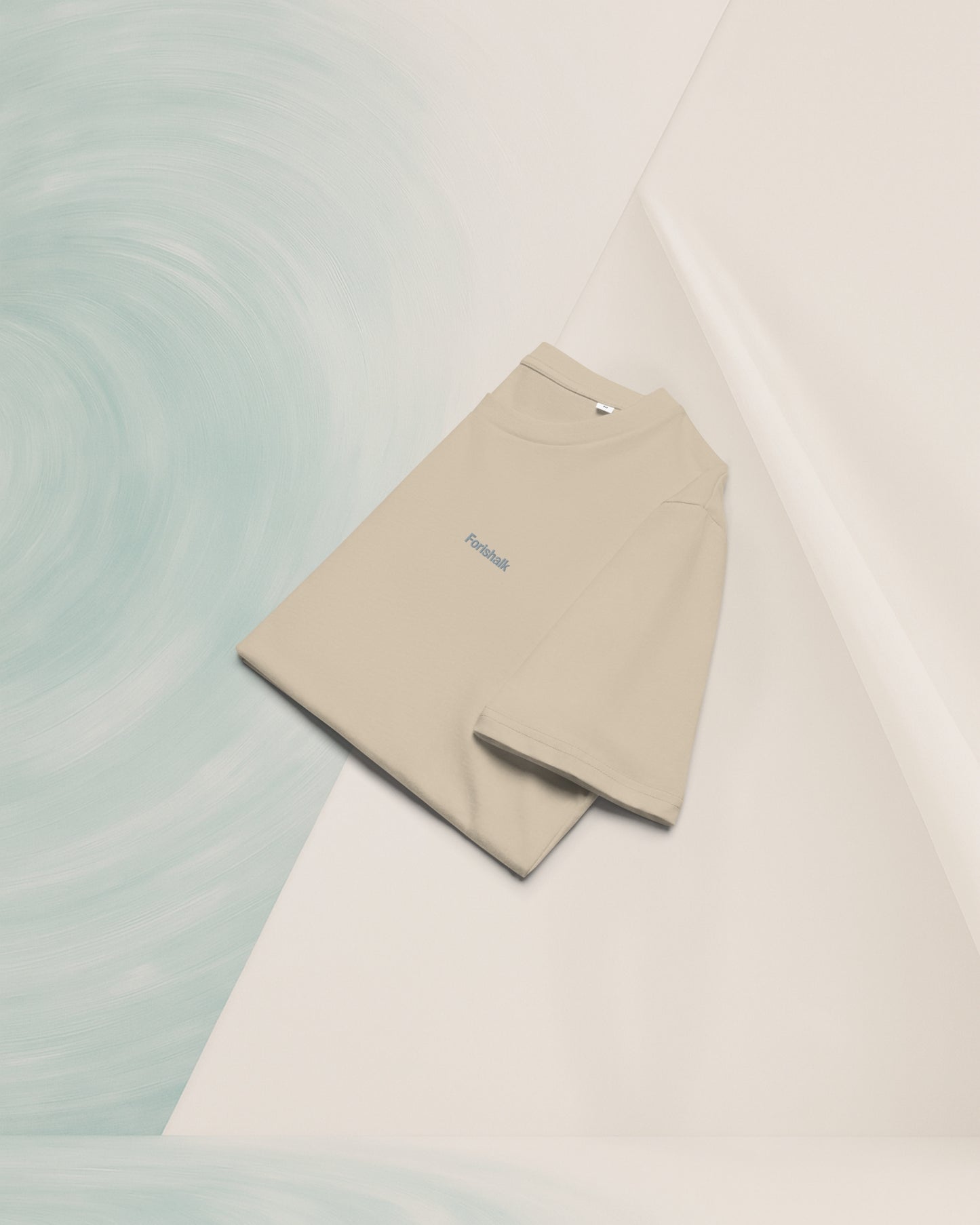 T-SHIRT BEIGE SABLÉ EN COTON BIO FILÉ À L'ANNEAU