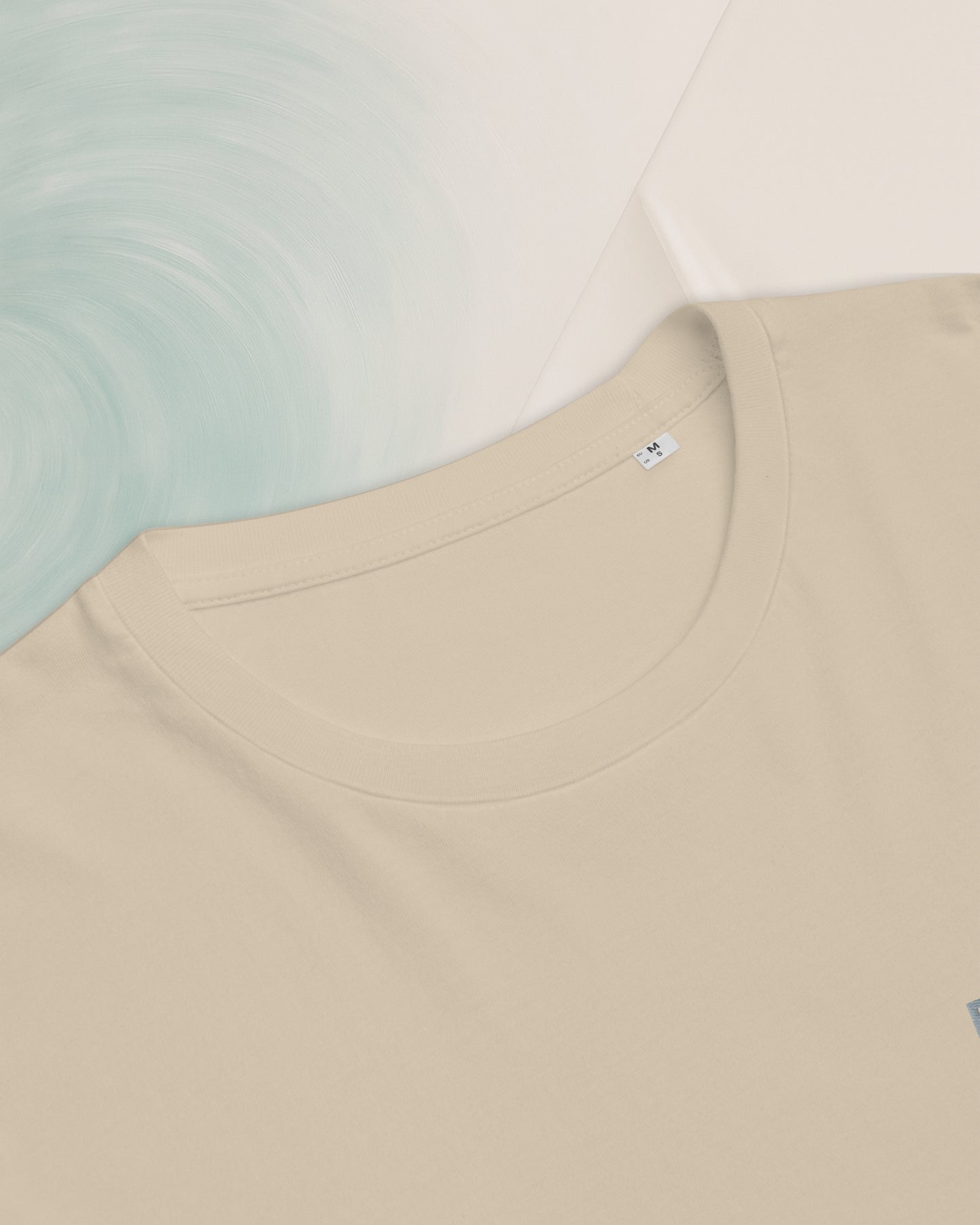 T-SHIRT BEIGE SABLÉ EN COTON BIO FILÉ À L'ANNEAU