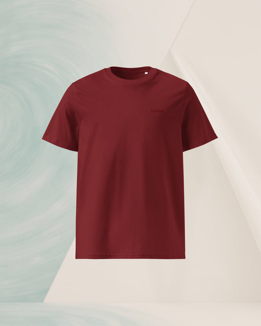 T-SHIRT BURGUNDY EN COTON BIO FILÉ À L'ANNEAU