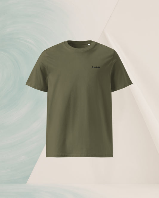 T-SHIRT KHAKI EN COTON BIO FILÉ À L'ANNEAU