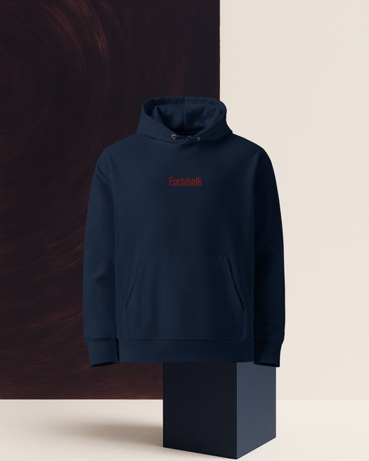 NAVY BLUE HOODIE SIGNED IN ORGANIC COTTON
