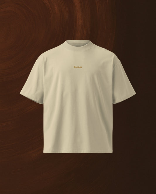 T-SHIRT BEIGE EN COTON PEIGNÉ BIO