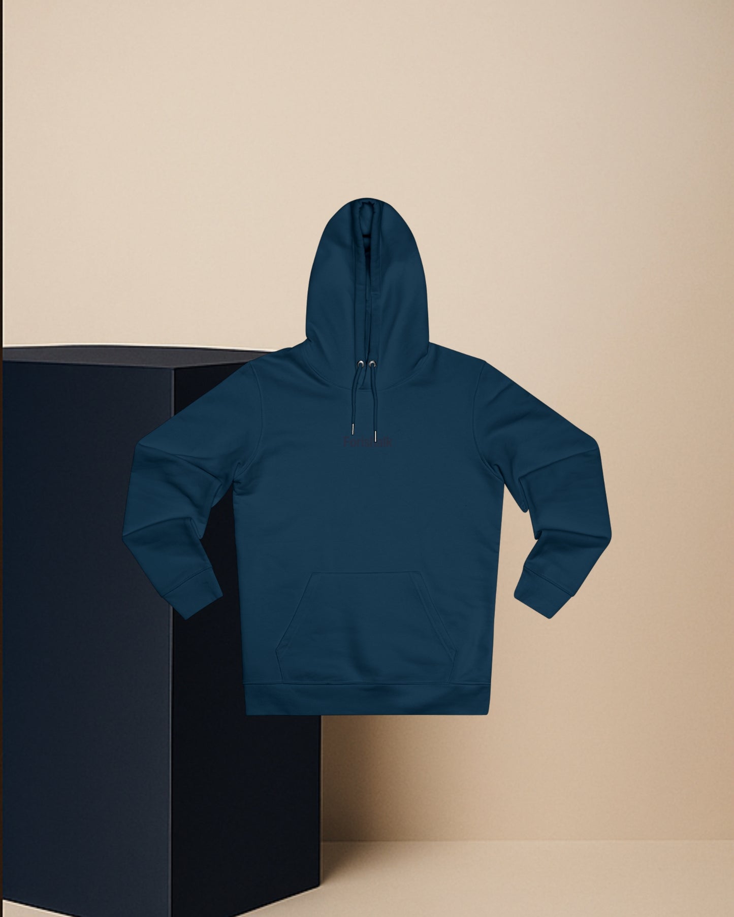HOODIE BLEU MARINE EN COTON PEIGNÉ