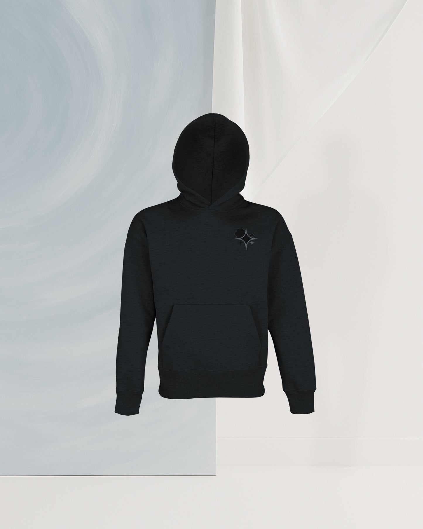 HOODIE NOIR MÉLANGÉ SANS FIL