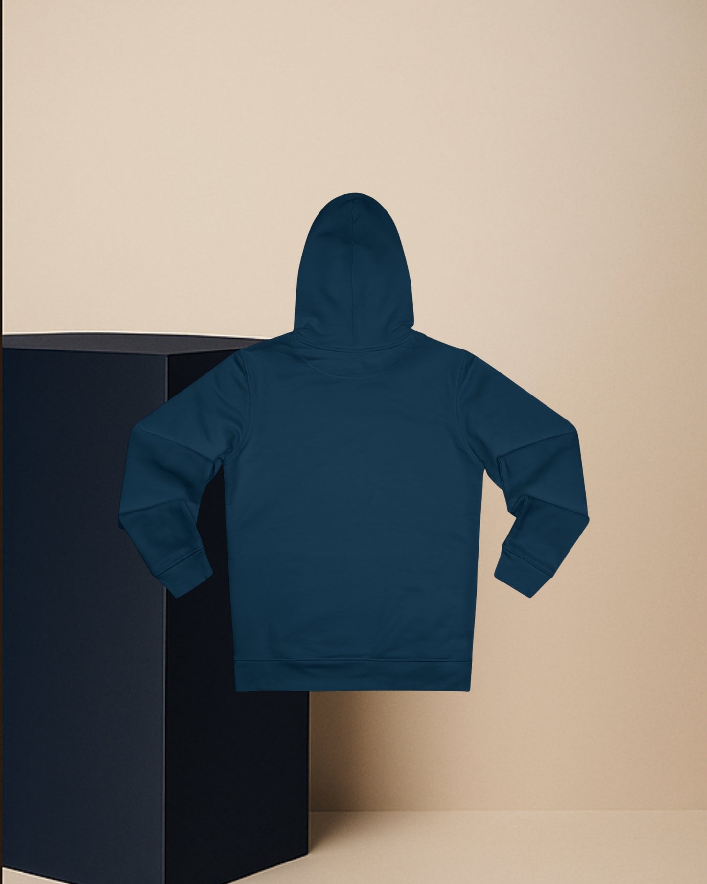 HOODIE BLEU MARINE EN COTON PEIGNÉ