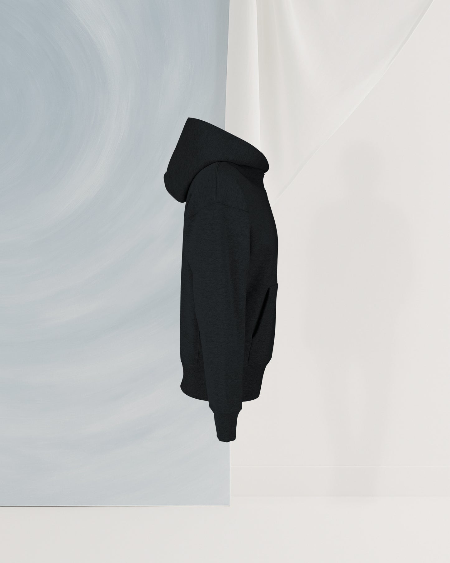 HOODIE NOIR MÉLANGÉ SANS FIL