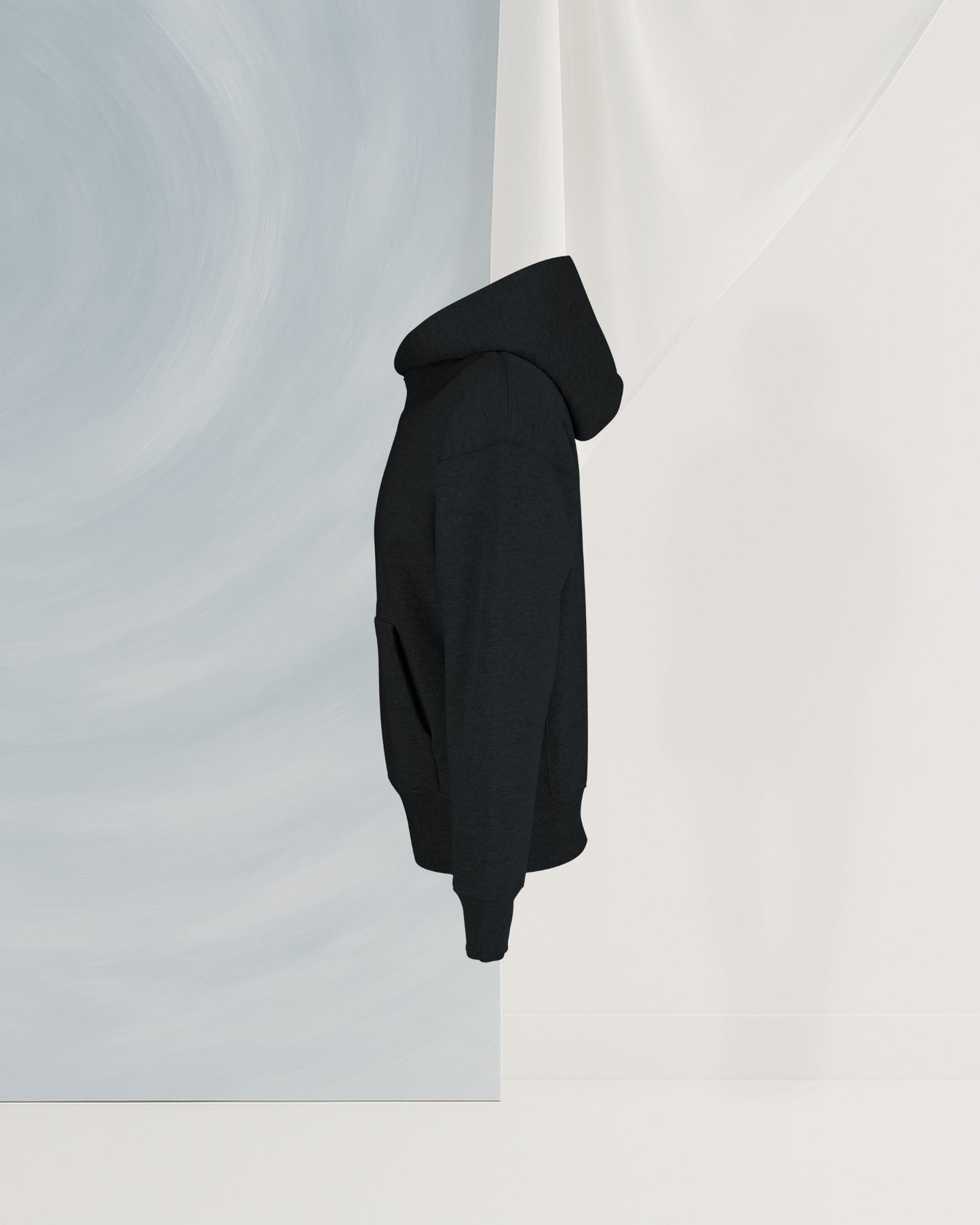 HOODIE NOIR MÉLANGÉ SANS FIL