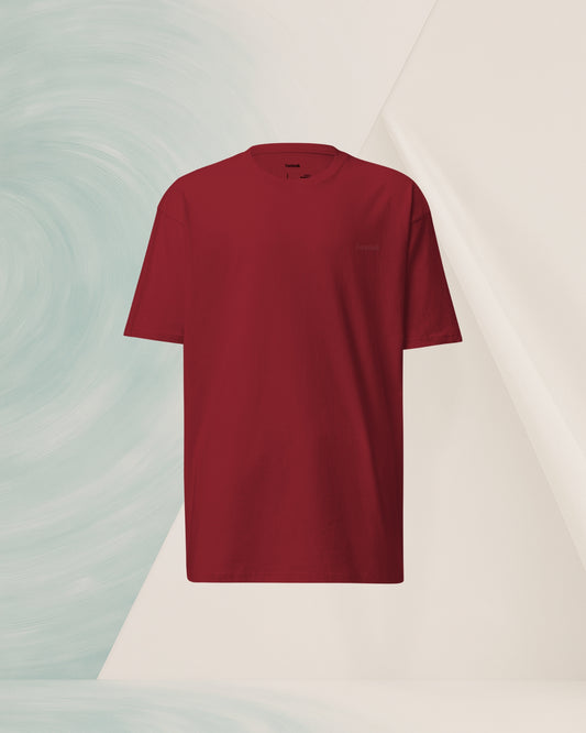 T-SHIRT ROUGE BRIQUE LOURD EN COTON PEIGNÉ
