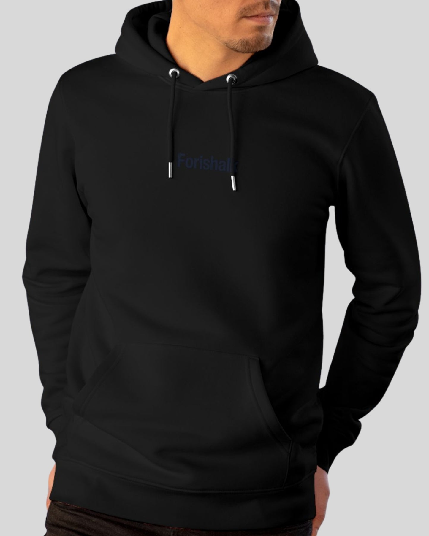 HOODIE NOIR EN COTON PEIGNÉ